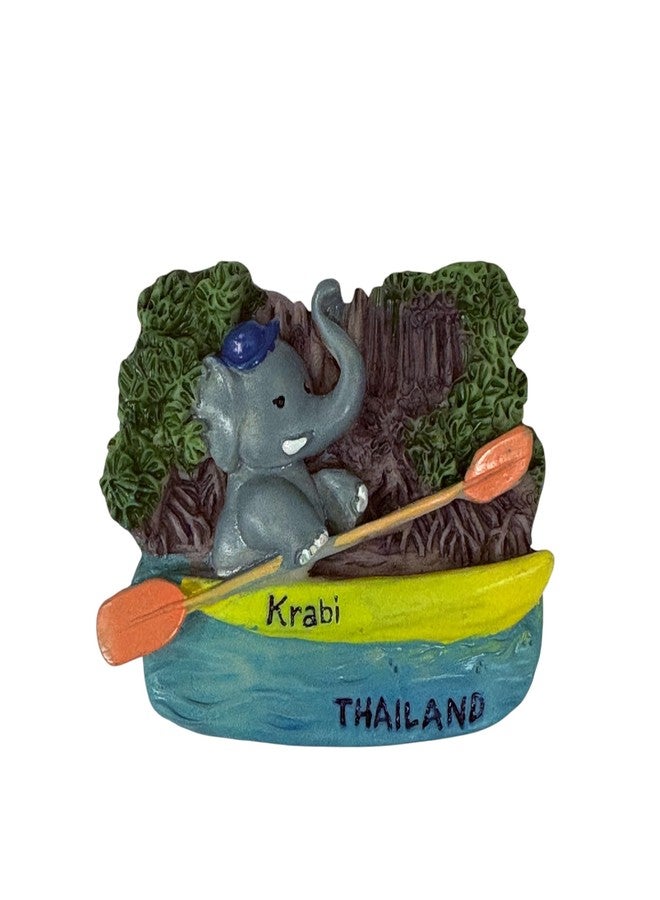 KRIWIN Travel Souvenir 3D Resin Fridge Magnets, Decorative Hand Painted Country Theme Collection with Strong Magnetic Back (Grey Krabi) - Image 1